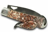 Pocket Knife with Leopard Stone Inlays #370816-1
